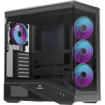 Caja PC Preyon Nest Seaview Midi Tower Acero SPCC 0,7 mm Negro con Ventana de cristal templado y ARGB