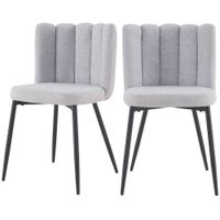 set de 2 sillas de tela gris con patas de metal negras