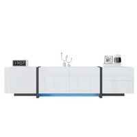 mueble para tv blanco y negro 170 cm mesa de salon con puertas de alto brillo y pasacables madera