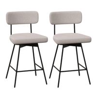 costway set de 2 taburetes de bar giratorios silla de bar con asiento y respaldo acolchado estructura metalica taburete de tela de lino