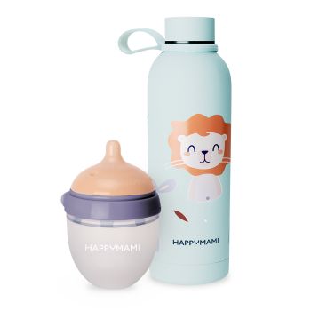 Pack termo y biberón personalizado Happymami Menta Suave