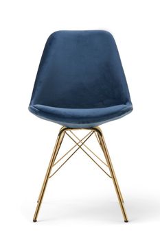 Celine Blue Velvet Gold Leg Dining Chairs - Blue