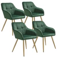 4 sillas de comedor aterciopeladas 58 x 62 x 82 cm verde oscurooro