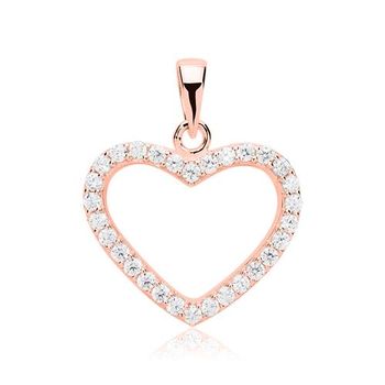 Colgante corazón plata 925 circonita rosa