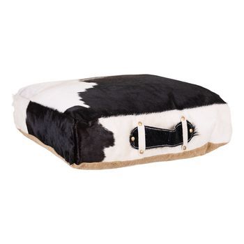 Cojin De Piel Negro/blanco 48x10x48