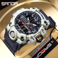 reloj digital sanda 3133 para hombre cronometro deportivo militar reloj de pulsera de cuarzo reloj electronico led de lujo resistente al agua para hombre