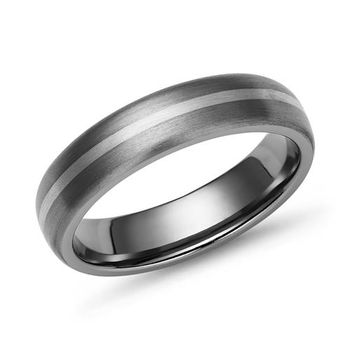 Anillo de titanio mate con incrustaciones de plata 925