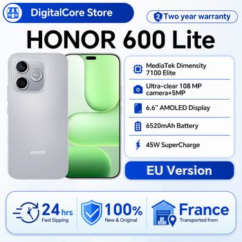 Nuevo Teléfono Inteligente HONOR 600 Lite 5G 2026, MediaTek Dimensity 7100 Elite, Pantalla AMOLED de 6.6” y 120Hz, 6520mAh, SuperCharge de 45W, Cámara IA de 108MP
