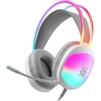 auriculares defender eclipse rgb inalambricos usb para gaming con aislamiento cerrado blancos