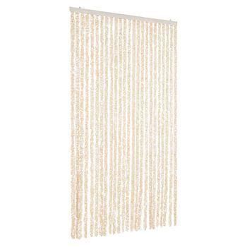 Cortina Antimoscas Chenilla Beige Y Blanco 100x220 Cm Vidaxl