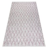 alfombra sisal sion trellis 22129 tejido plano ecru  rosado 160x220 cm