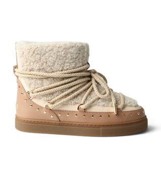 Inuikii para mujer. 1001.003.0072 Botas de Piel Curly Rock beige (40), Plano, Cordones, Casual
