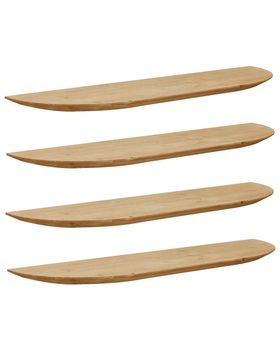 Pack 4 estanterías redondeadas de madera flotantes medio 100x3,2cm
