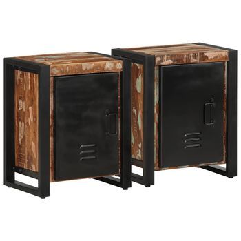 Mesitas De Noche 2 Uds Multicolor Madera Maciza Rugosa Mango Vidaxl