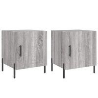 juego de 2 mesitas de noche - mesillas madera ingenieria gris sonoma 40x40x50 cm mc4536
