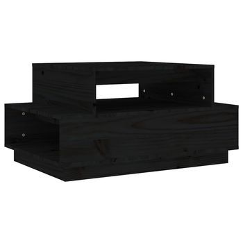 Mesa De Centro Madera Maciza De Pino Negro 80x55x40,5 Cm
