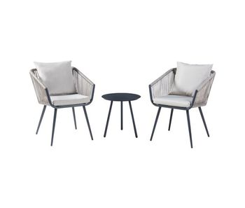 Set de muebles de jardín abriola 3 piezas acero/cuerda - antracita/gris [casa.pro]