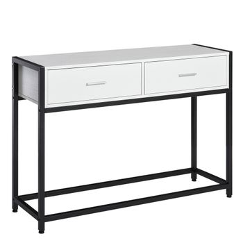 HOMCOM Mesa de Consola Moderna 120x34x81 cm con 2 Cajones Pies Ajustables para Entrada Salón Pasillo Blanco y Negro   Aosom España