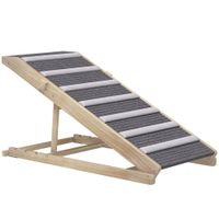 pawhut rampa para perros plegable y altura ajustable 35-50 cm rampa para mascotas de madera con alfombrilla antideslizante