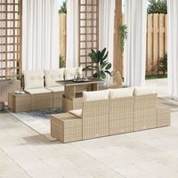 conjunto de sofa de jardin de 7 piezas con cojines beige de ratan sintetico v2215 unico  beige