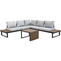 set de jardin rinconera modular modelo calobra aluminio gris antracita polywood marron