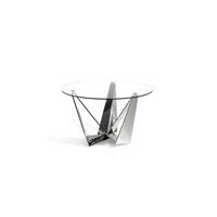 mesa fija circular de vidrio templado con diseno moderno