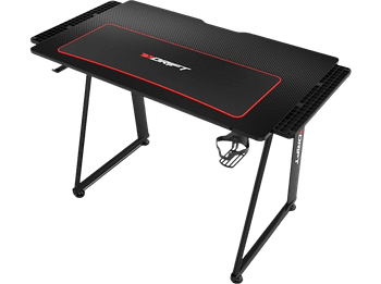 Mesa gaming - Drift DRDZ75, Acabado en fibra de carbono, Alfombrilla lavable, 113 x 60 75 cm, Negro