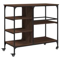 carrito de cocinarestanteria de cocina carrito de servir madera ingenieria marron roble 100x45x895 cm