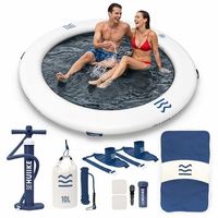 anillo hinchable flotante 4 personas con accesorios huiike  inflador ancla de arena 2 soportes para bebida 244 m  soporta 280 kg blanco