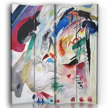 Legendarte - Biombo Improvisación - Wassily Kandinsky - Separador De Ambientes Para Interiores Cm. 145x170 (4 Paneles)