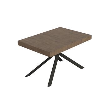 Mesa Extensible Niket De Nogal 120/380x90 Cm Con Patas Antracita