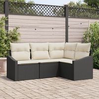 juego de sofa de jardin de 4 piezas con cojines ratan negro v2836 unico  negro