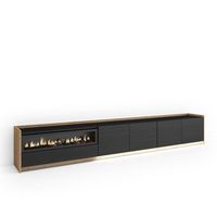 mueble tv television muebles de salon almacenaje 310x50x37 cm para tv hasta 80 chimenea electrica led estilo moderno negro y roble