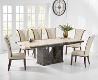 tenore 220cm marble effect dining table with alpine chairs