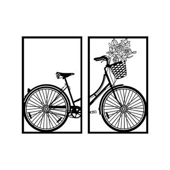 Decoración Pared De Metal Nostalgic Bike-271 Negro 43x70 Cm (2 Piezas)