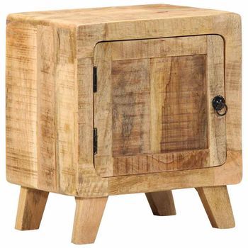 Mesita De Noche De Madera Maciza De Mango Rugosa 40x32x46 Cm Vidaxl