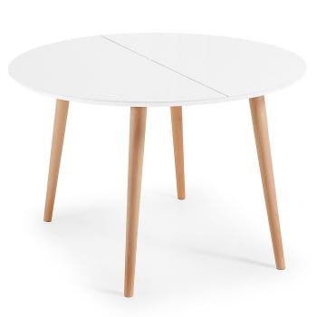 Mesa Comedor Redonda Extensible ADEC Nordik 100 cm - Blanco