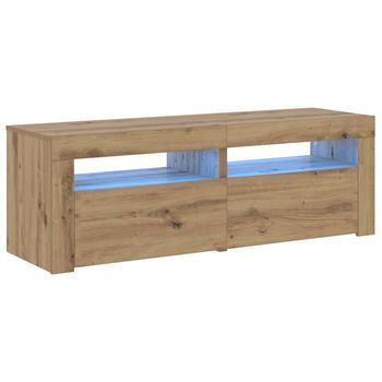 Mueble De Tv | Mueble De Salón | Gabinete De Tv Luces Led Madera Roble Artisan 120x35x40 Cm