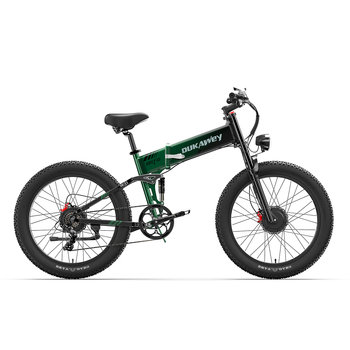 Bicicleta Eléctrica Dukawey Bst-6, Doble Motor, Plegable, Batería De 48 V 17,5 Ah, Verde