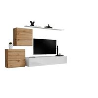conjunto de muebles de diseno para salon switch v en colores roble y blanco acabados en roble fresado y blanco brillante