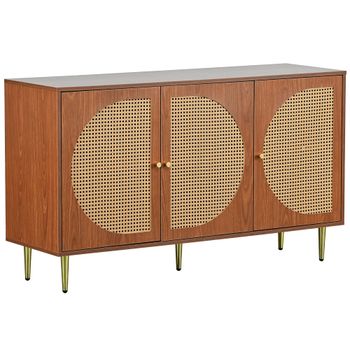 Aparador retro de madera de caña con patas doradas