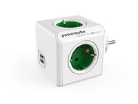 adaptador y enchufe multiple verde 4 tomas 120w  2 tomas usb