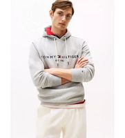 tommy hilfiger para hombre mw0mw10752 sudadera core logo gris s casual poliester manga larga algodon organico