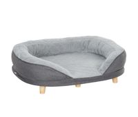 pawhut sofa para perros medianos y grandes sofa para mascotas con parte superior desmontable funda lavable y patas de madera carga 25 kg 90x78x25 cm gris