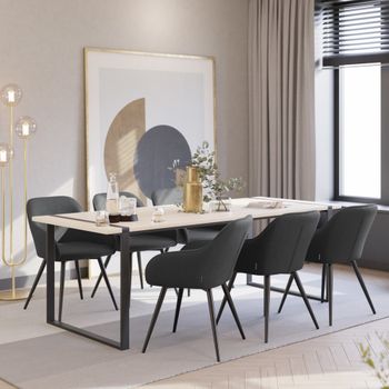 6 sillas de comedor con diseño de pana 58 x 62 x 82 cm antracita/negro