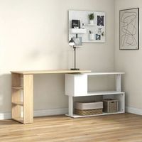 escritorio esquinero de melamina homcom 120x110x745 cm natural