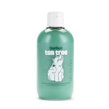 Champú Burbur Árbol del Té – 400 ml para perros y gatos| Repelente natural, acción antifúngica y prevención contra parásitos.