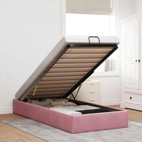 cama individual  cama para adultos  estructura de cama otomana sin colchon terciopelo rosa 80x200cm cfw650043
