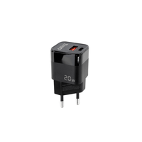 cargador pared usb-cpd  usb-aqc 20w negro