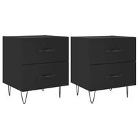 pack 2 uds mesitas de noche mesilla madera ingenieria negro 40x35x475 cm